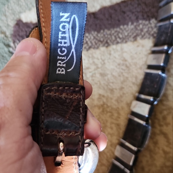 90's Brighton Belt Chunky Silver Black Heavy 1995 Round - Picture 6 of 9